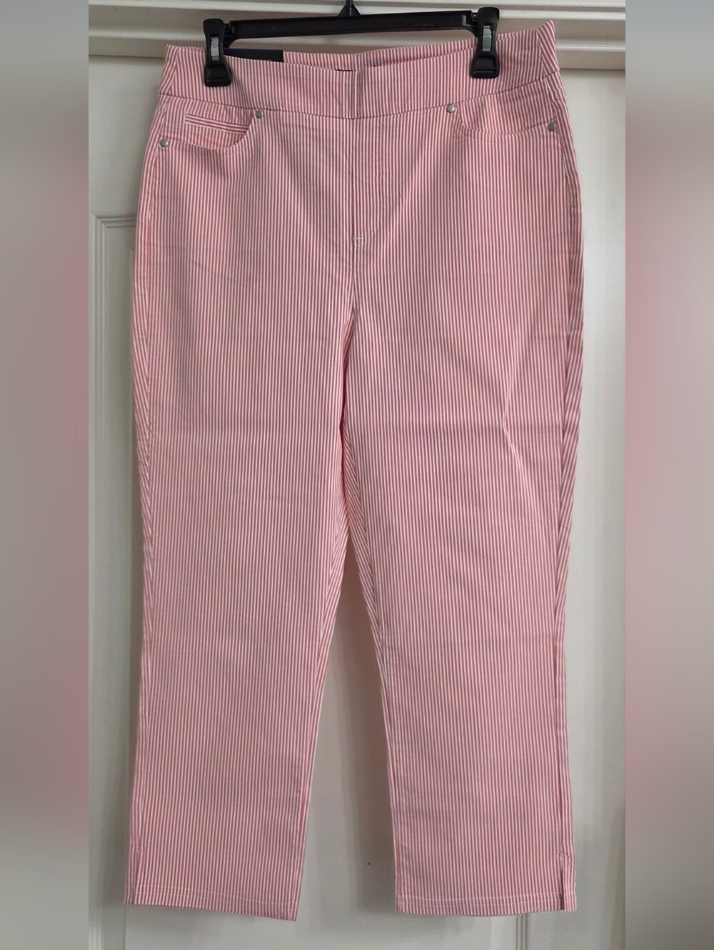 Mario Serrani Red and White Striped Capris